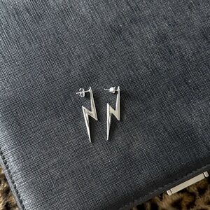 Silver Lightning Bolt Earrings